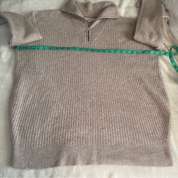LOFT Cream Ribbed Quarter-Zip Sweater - Picture 7 of 9